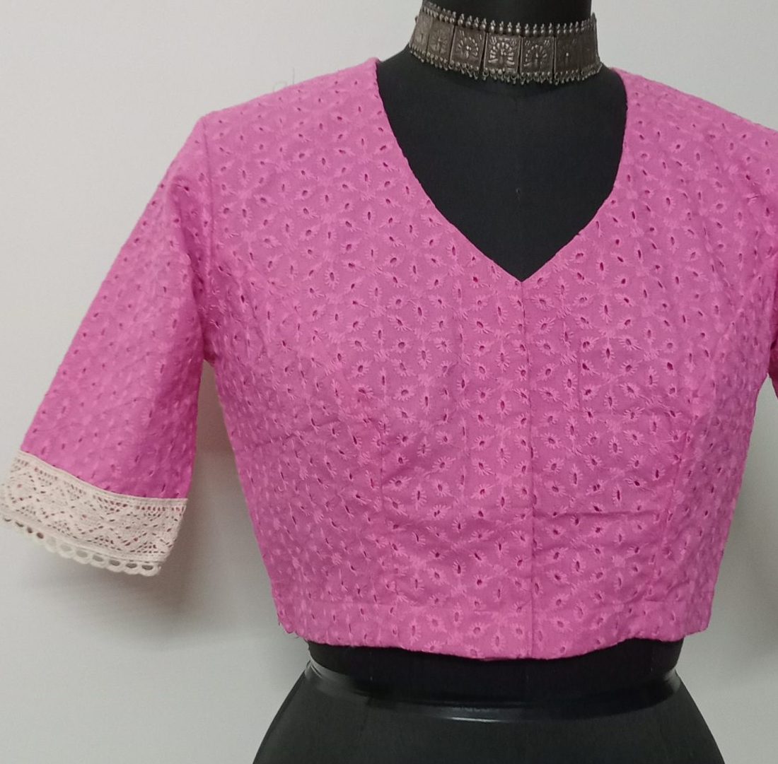 Pink Cut Work Embroidered Readymade Blouse