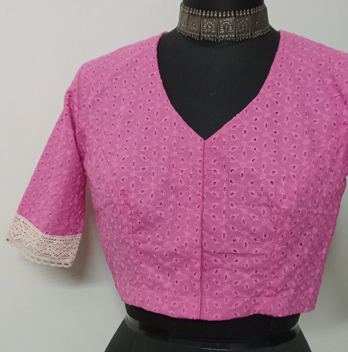 Pink Cut Work Embroidered Readymade Blouse