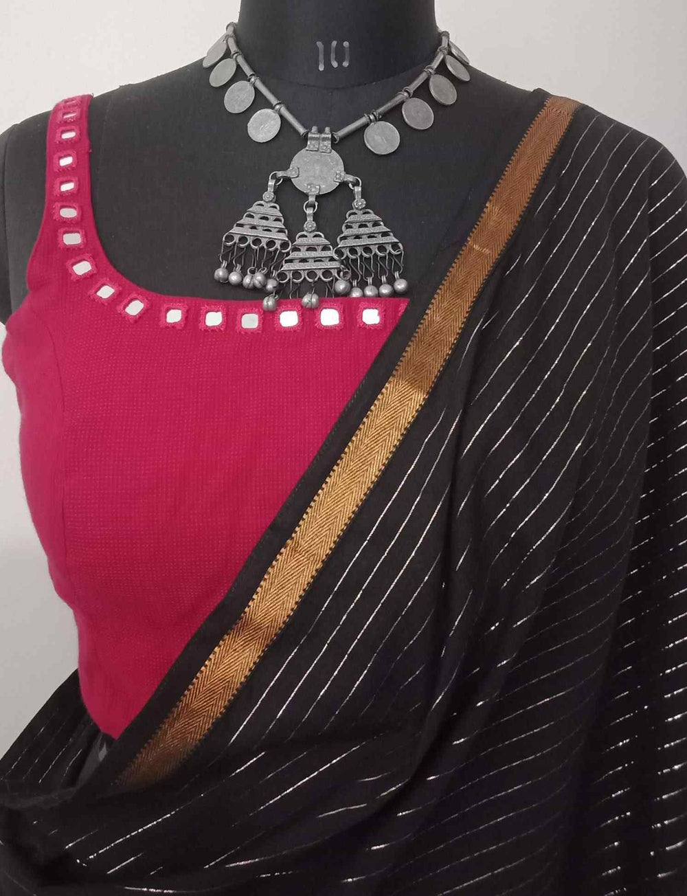 Rani Sleeveless Readymade Blouse with Mirror Work | Godhuli