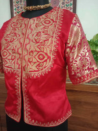 Buy Red Gaji Silk Aari Work Blouse Combo | Perfect for B2B Orders