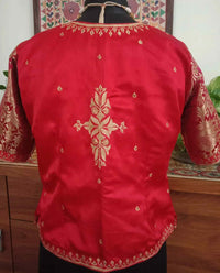 Buy Red Gaji Silk Aari Work Blouse Combo | Perfect for B2B Orders