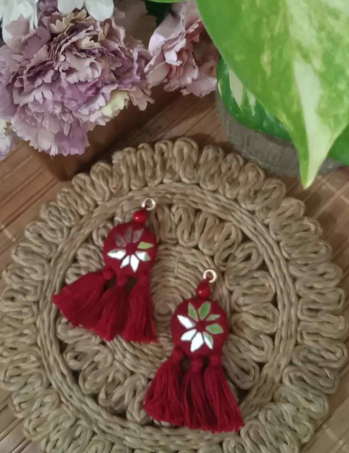 Red Handmade Mirrorwork Tassels