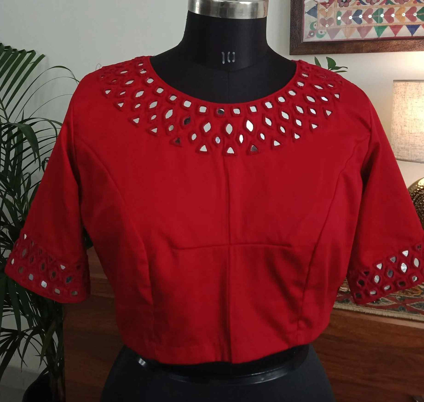 Red Mirrorwork Blouse