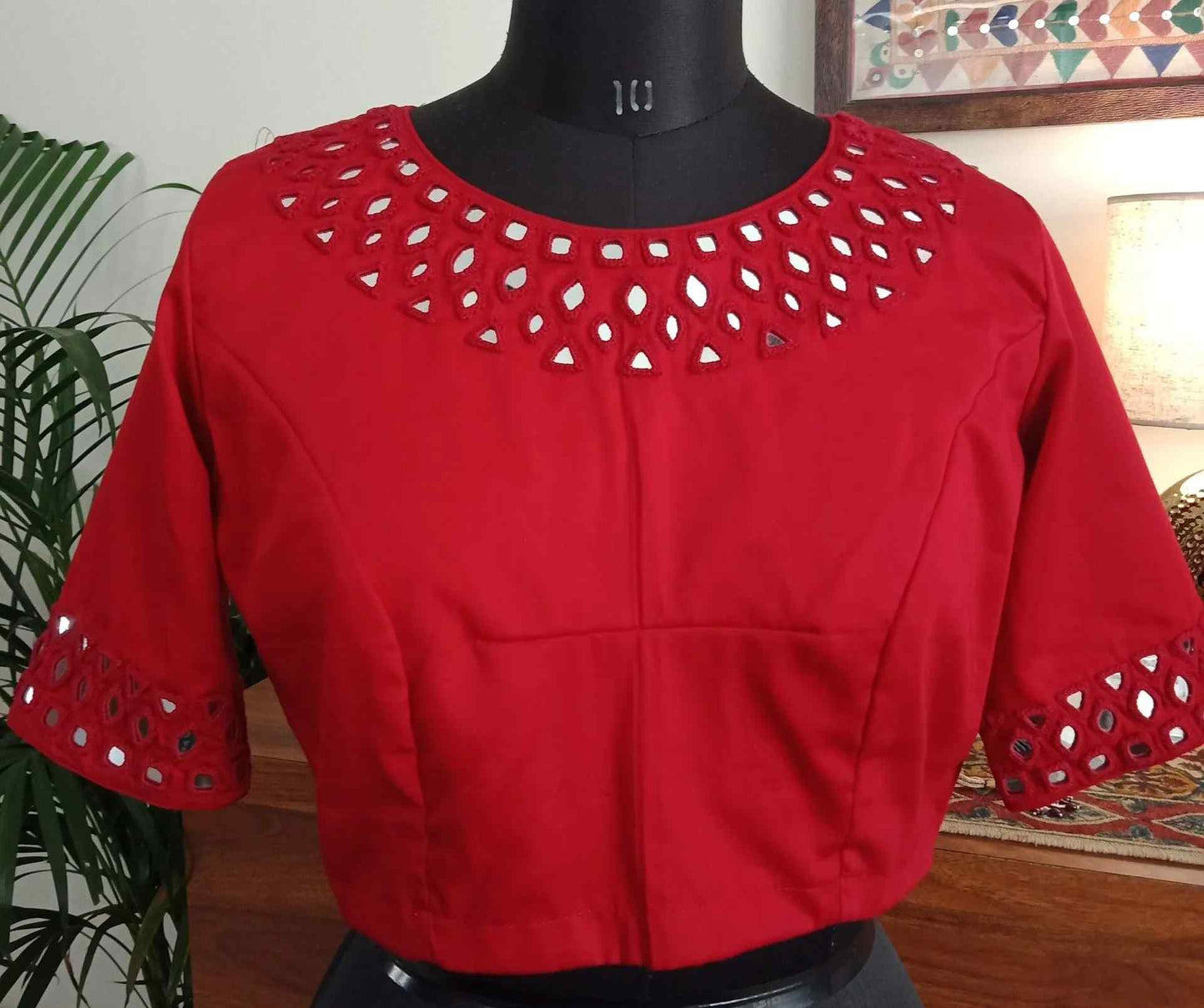 Red Mirrorwork Blouse