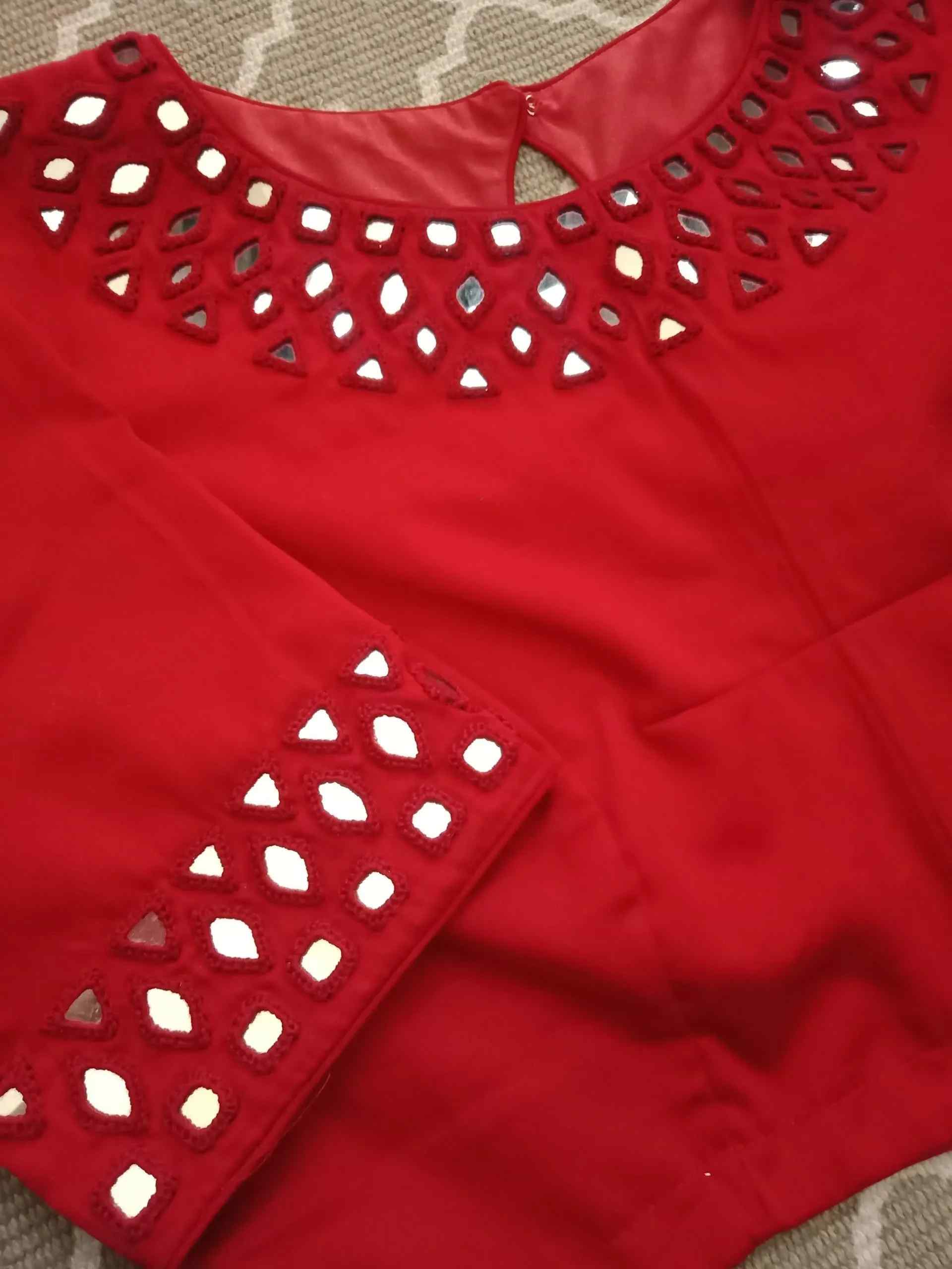Red Cotton Woven Kurti for Women Saree Fabric Shirt for Woman Colton Inner  Kota Doria Zari Gotta Mirror Work Unique Top Women 40 L US - Etsy