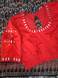 Buy Red Gaji Silk Mirror Work Ready-to-wear Blouse Combo | Perfect for B2B Orders