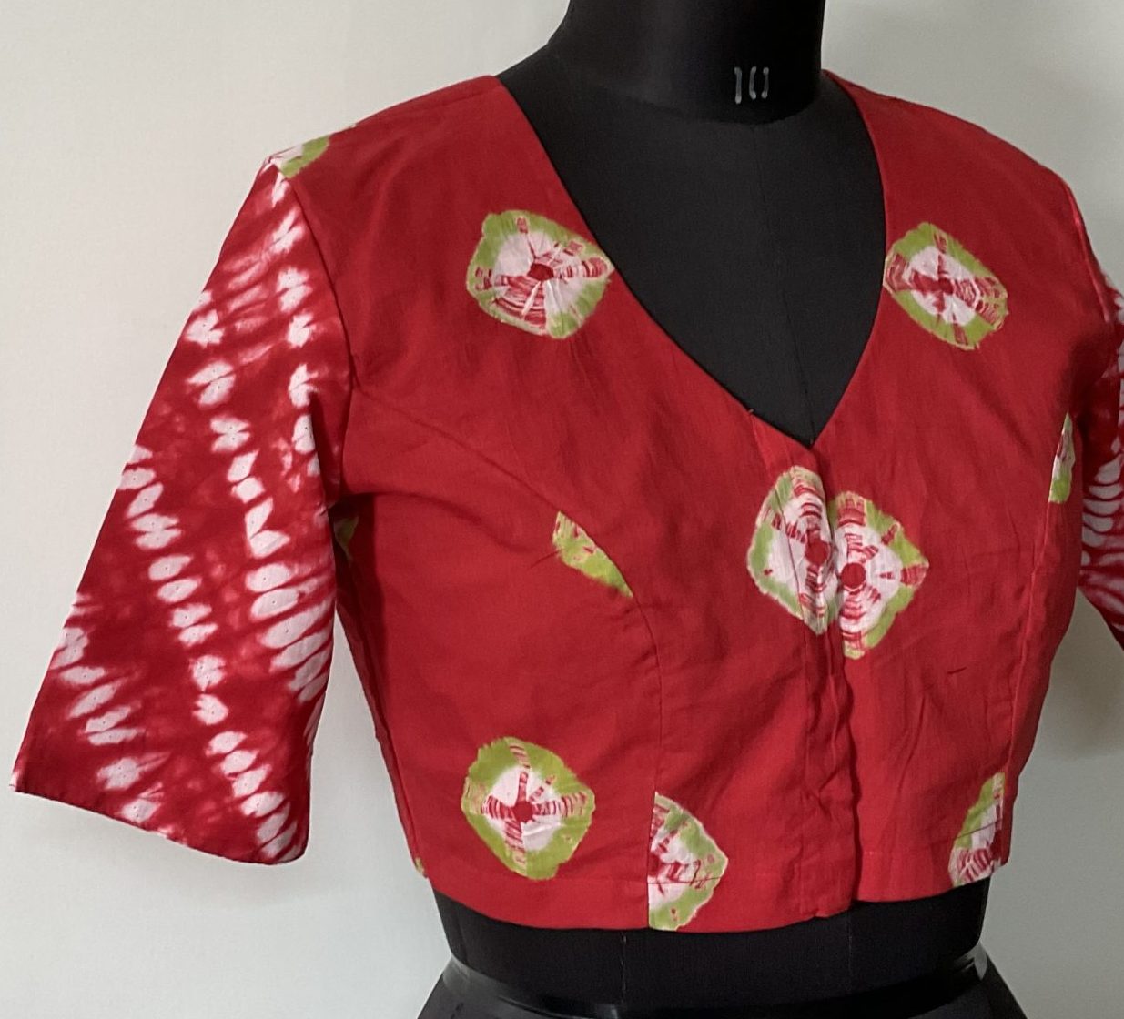 Red shibori blouse