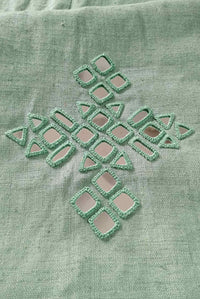 Buy Sage Green Linen Kurta with Mirror Work | Godhuli
