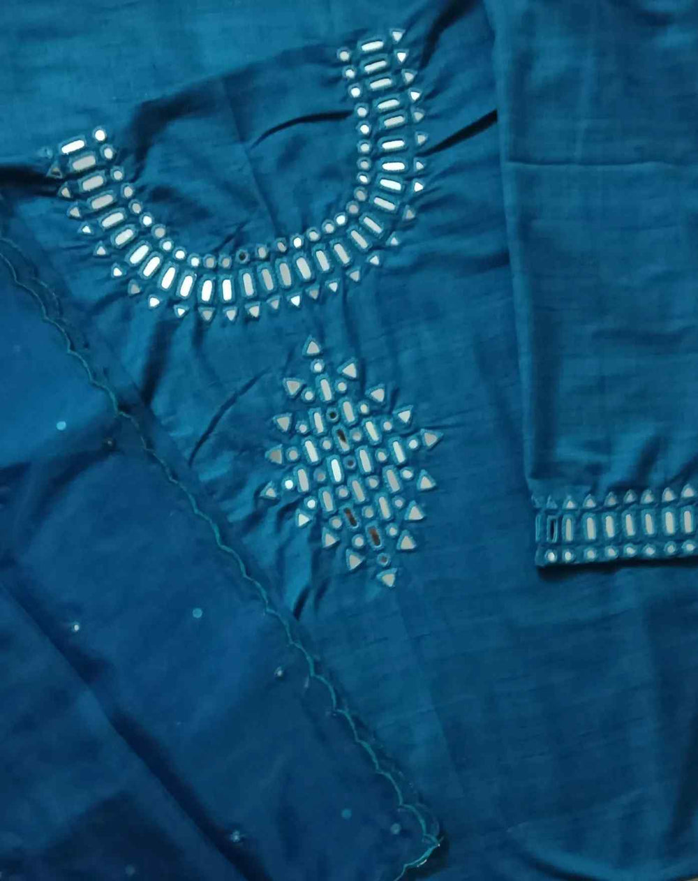 Buy Teal Blue Mirror Work Suit Set | Godhuli