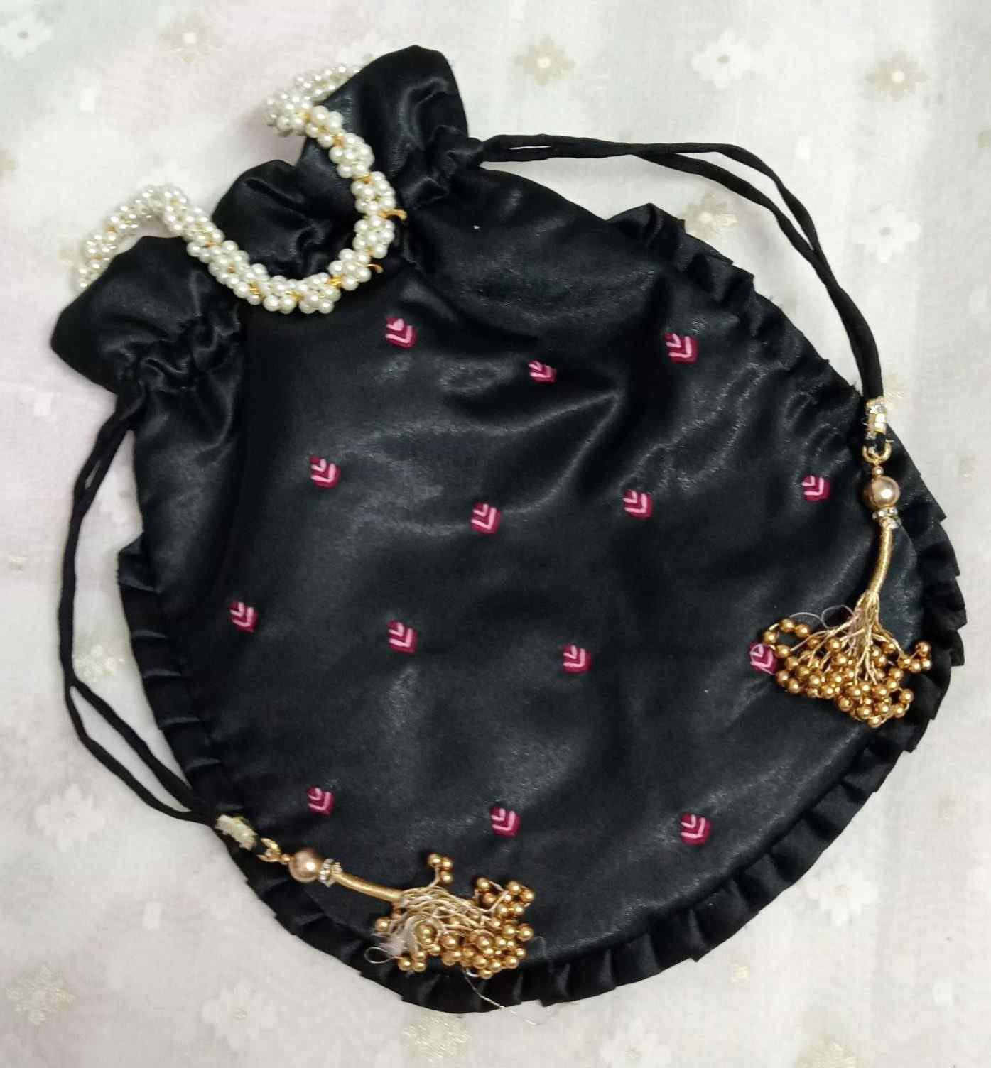 Black Colour Shreenathji Potli Bag