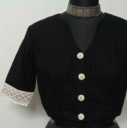 Black Cut Work Embroidered Blouse