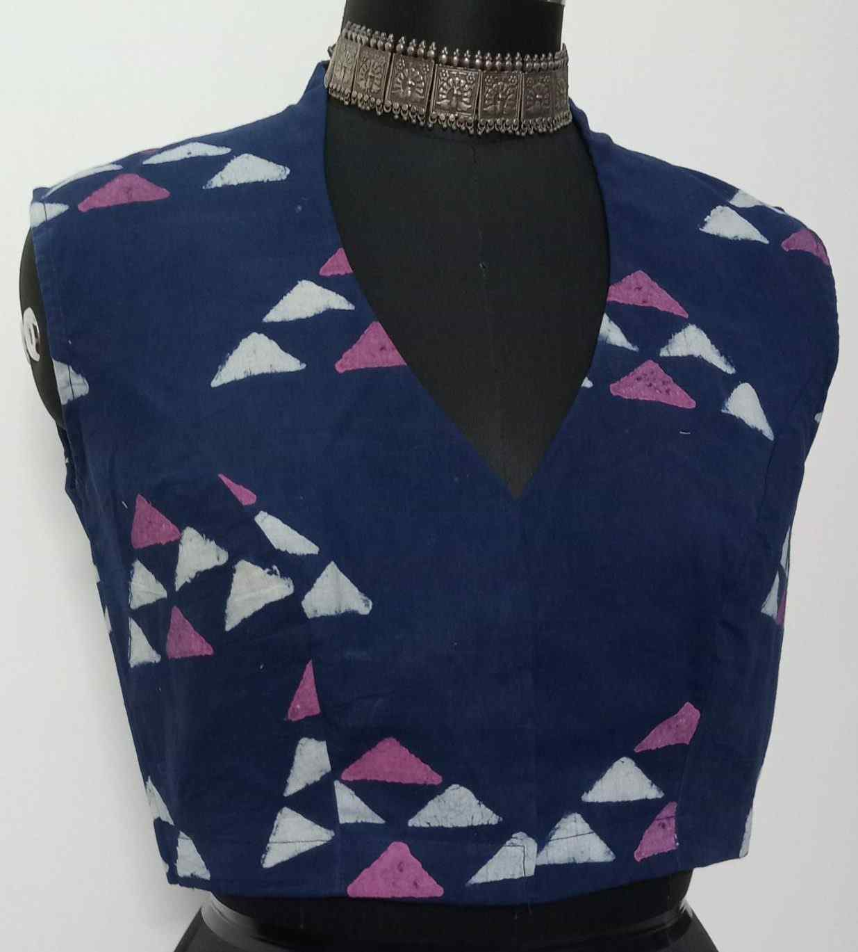 Indigo Pink Dabu Sleeveless Blouse